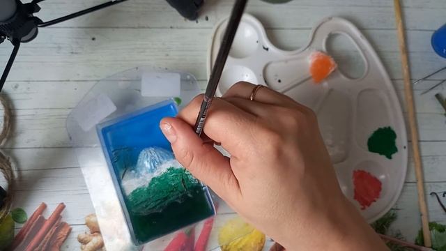 Рисунок акриловыми красками в мыле. Мыло ручной работы ,,гора Фудзи,,