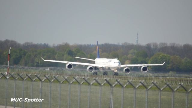 Lufthansa Airbus A340-642 D-AIHT departure at Munich Airport Abflug München Flughafen смотреть онлайн