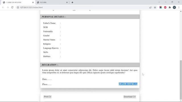 Website Design using HTML|CSS|JS|DECLRATION SECTION Design Part-12|Resume|Odia Web Developer