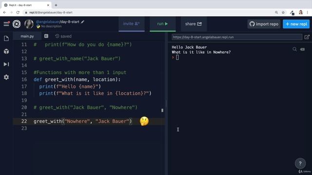 Day 8 - Function Parameters & Caesar Cipher - 3 Positional vs. Keyword Arguments