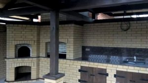 Беседка, уличный комплекс барбекю, мини русская печь.