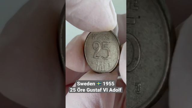 Sweden 🇸🇪 1955 25 Öre Gustaf VI Adolf .400 Silver