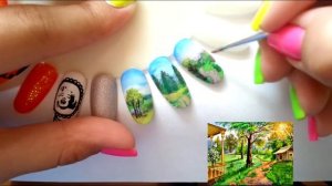 Живопись на ногтях/рисуем пейзаж акриловыми красками