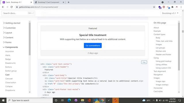 Bootstrap 5 card component. смотреть онлайн