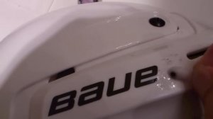 Removing Bauer helmet logo using nail polish remover