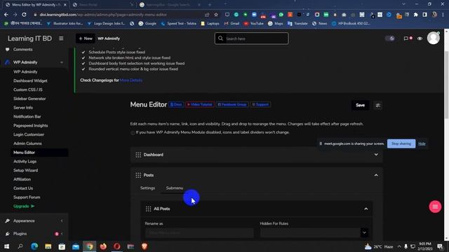 Class 43 | How to change WordPress dashboard menu | Learning IT BD смотреть онлайн