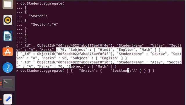 MongoDB Aggregation Tutorial : $match and $project смотреть онлайн