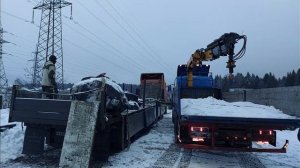 Мощный Манипулятор перевозка больших камней манипулятор Scania HMF 2120 жизнь манипуляторщика