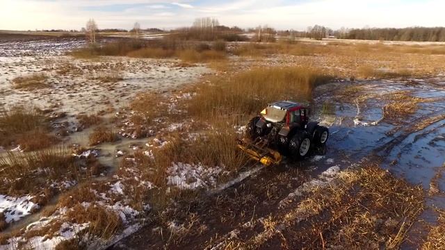 20 см ЗАГЛУБЛЕНИЕ на РАСЧИСТКЕ РОТОВАТОРОМ SUOKONE MERICRUSHER MJ-2.3DT на ТРАКТОРЕ VALTRA
