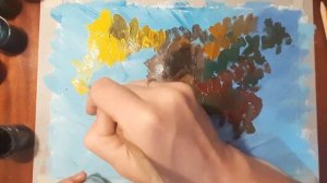 Как легко нарисовать осенний натюрморт красками гуашь. Рисуем листья в вазе поэтапно.