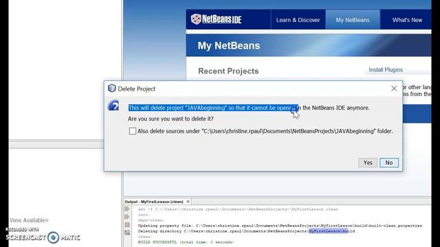 How to delete a Project in Netbeans? - JAVA