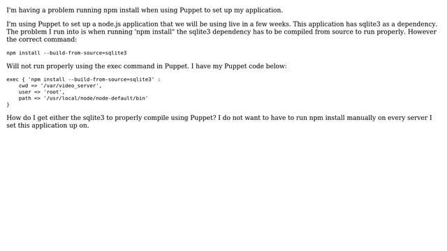 DevOps & SysAdmins: npm install not running properly over puppet смотреть онлайн