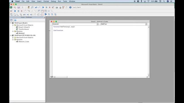 Spreadsheet Excel for Mac VBA Create Custom Function