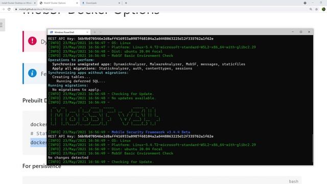 How to Install and Use MobSF(Mobile Security Framework) on Windows 10 via Docker in 5 Min ?
