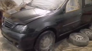 Покраска авто Reno Logan (рено логан) в гараже, своими руками.
