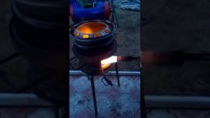 Мангал-печь для казана из колесных дисков! Шикарная вещь!!!