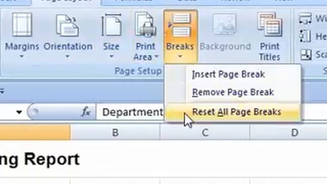 How to reset all page breaks from a workbook Excel смотреть онлайн