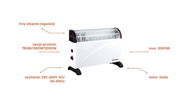 Grzejnik konwektorowy stojący 2000W VOLTENO - Mikam Sklep смотреть онлайн