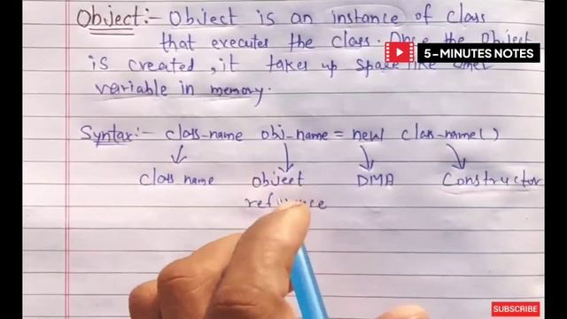 Notes - Class and Object in java | 5 Minute Notes