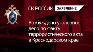 Возбуждено уголовное дело по факту террористического акта в Краснодарском крае