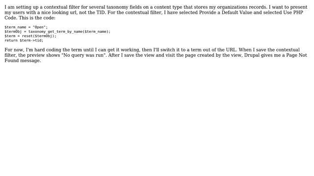 Drupal: Contextual Filters with PHP code
