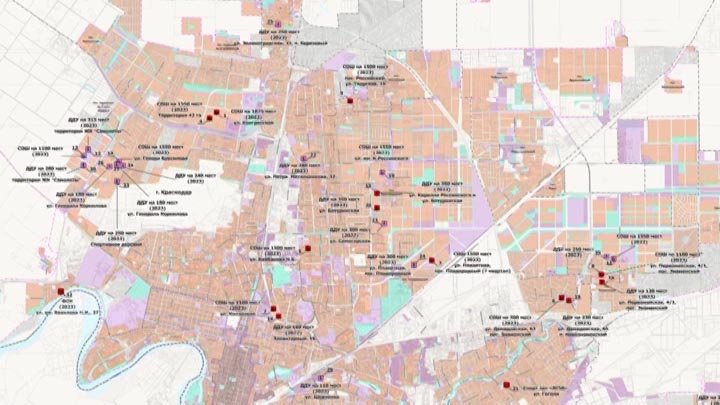 Департамент архитектуры Краснодара. Краснодарский 24 карта.