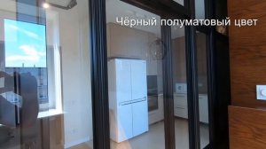 Межкомнатная раздвижная перегородка для зонирования - черного цвета с прозрачным стеклом  в Минске