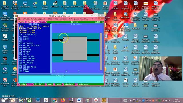 CNC Manual Part programming-Milling- Demo-Fanuc Milling Simulation software- Problem-2-Session-2