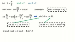 Find the exact value of sin pi/5 and cos pi/5 , related to golden ratio