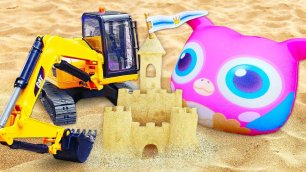 Совенок Хоп Хоп и замок из песка! Песочница и развивающие мультики для самых маленьких