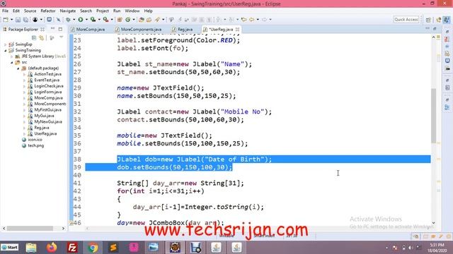 How to create User Registration From using Swing |Java Swing Tutorial  in Hindi | Urdu --Part 6