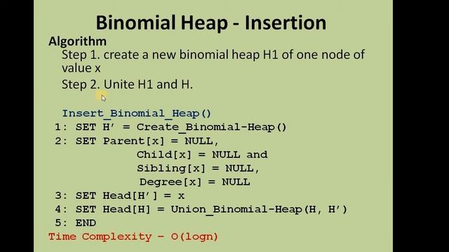 Binomial Heap Union and Insertion Operations