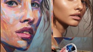 Портрет девушки акрилом, маслом (Thylane Blondeau), обучающее видео,  Научиться писать портрет