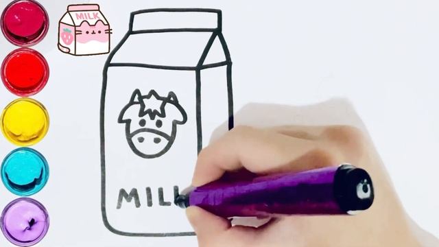 How to draw Cute milk and cake ?? // easy drawing for kids and toddlers 1/2 смотреть онлайн