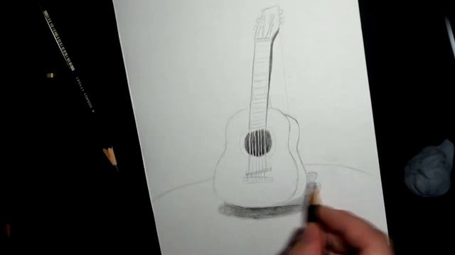 Как нарисовать гитару карандашом. Kazyava Art