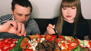 МУКБАНГ рис и печень куриная и много овощей | MUKBANG rice and chicken liver and a lot of vegetable