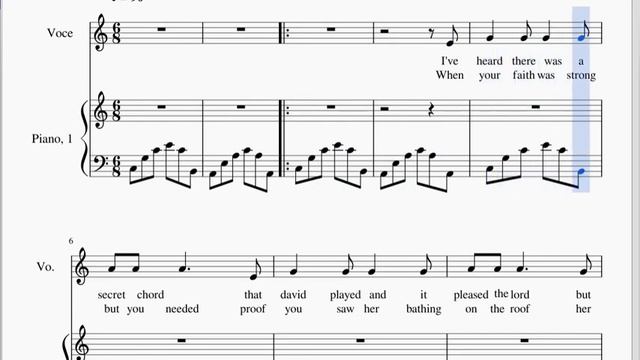 Hallelujah - Karoke Version (piano accompaniment + lyrics + score) смотреть онлайн