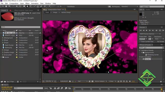 Heart Photo Frame Intro After Effects Tutorial in Urdu