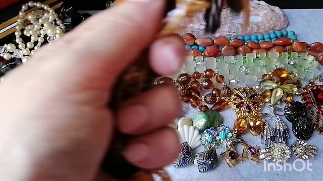 117. Распаковываем посылки вместе. Продолжение. Серьги, клипсы. Броши с кристаллами. Янтарь.