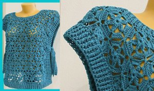 ЖИЛЕТ безотрывными МОТИВАМИ , вязание КРЮЧКОМ