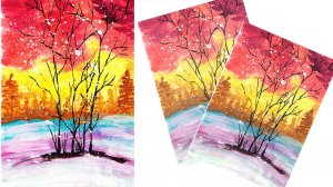 Как нарисовать зиму в ярких красках. Рисуем зимний пейзаж. Рисуем зиму. Правополушарное рисование