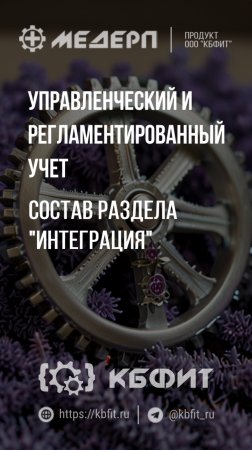 КБФИТ: МЕДЕРП. Управленческий и регламентированный учет: Состав раздела "Интеграция"