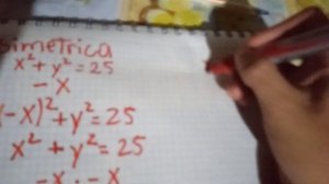 resolver ecuación y hablar sobre la interseccion simetria y tabulacion de x²+y²=25