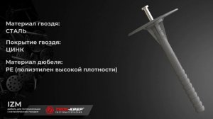 Дюбель для теплоизоляции с металлическим гвоздем IZM Tech-KREP