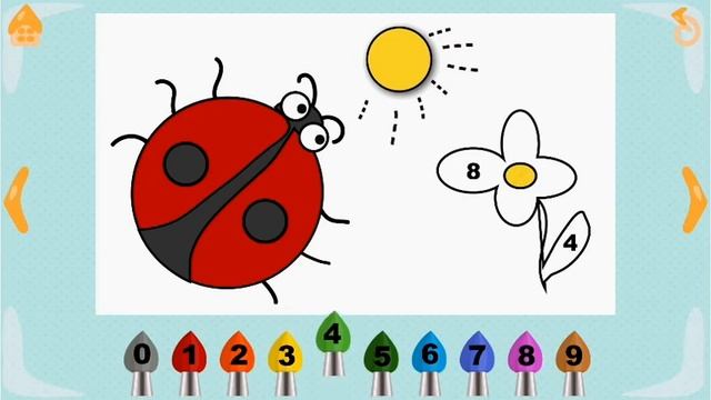 Учим цифры. Картинка по номерам. Божья коровка. смотреть онлайн
