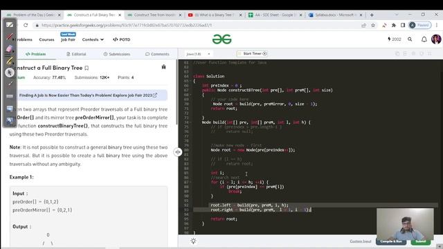 DAY 211 - Construct a Full Binary Tree | [MUST WATCH] | JAVA | C++ | GFG POTD 23 May смотреть онлайн