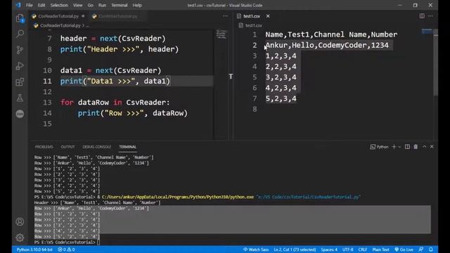 Reading/Fetching Data From CSV File Using Python | Reading CSV Delimited Data