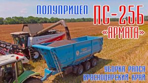 Полуприцеп тракторный ПС-25Б Армата. Уборка рапса, Краснодарский край. Прицеп Ярославич. Claas, RSM.
