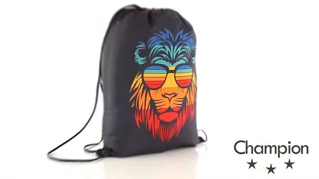 Рюкзак-мешок с рисунком лев (00147-M, 00147-L) | Обзор 360° | Швейная фабрика Champion смотреть онлайн