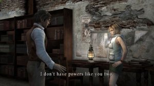 Silent Hill 3 - Conversation with Vincent in the Library ("Do they look like monsters to you?")